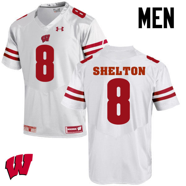 Wisconsin Badgers Men's #8 Sojourn Shelton NCAA Under Armour Authentic White College Stitched Football Jersey YP40Q77HT